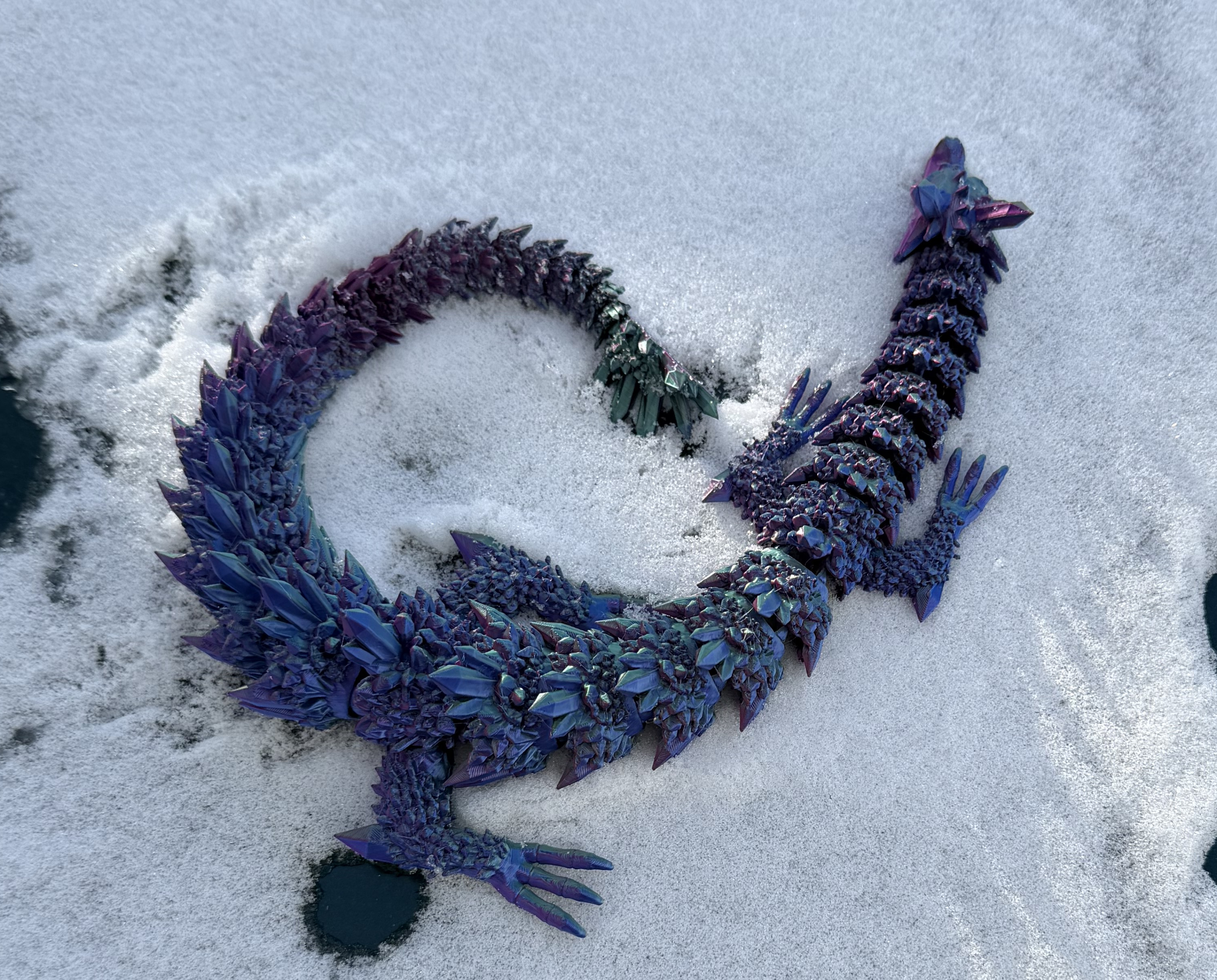 A highly detailed and articulated 3D printed dragon